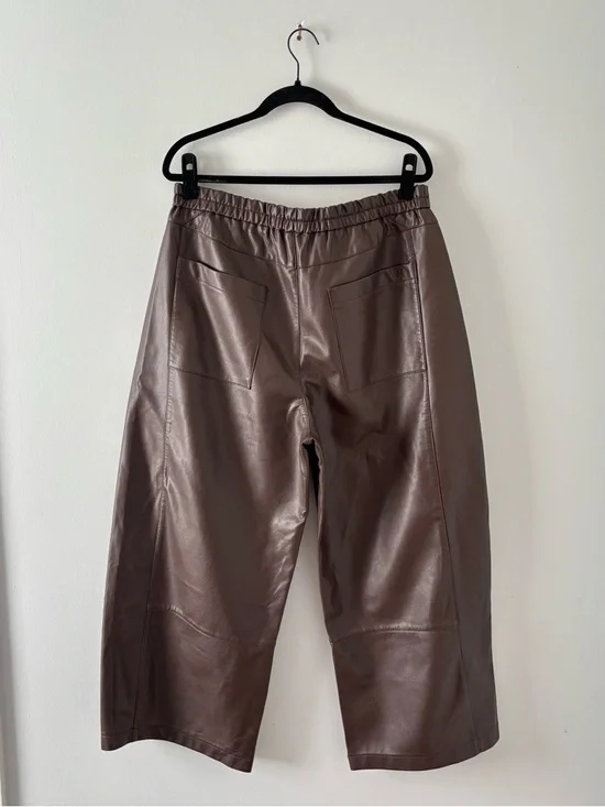 Pilcro The Izzie Relaxed Pull-On Barrel Pant Trousers Faux Leather Anthropologie - Picture 5 of 7
